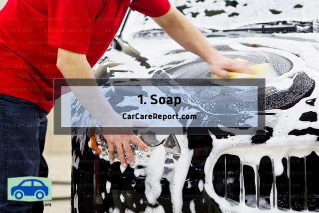 Applying soap on the car