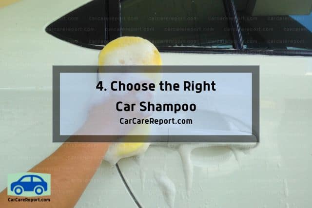Washing car with shampoo