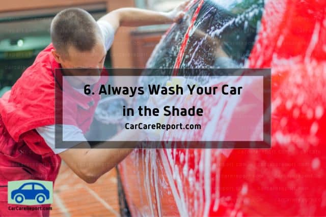 Washing car in the shade